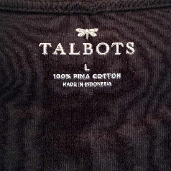 Talbots Black Beaded Puma Cotton Tee Women's Size L - Picture 4 of 13